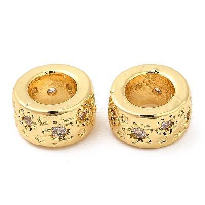 Brass Micro Pave Cubic Zirconia European Beads KK-I705-15G-1