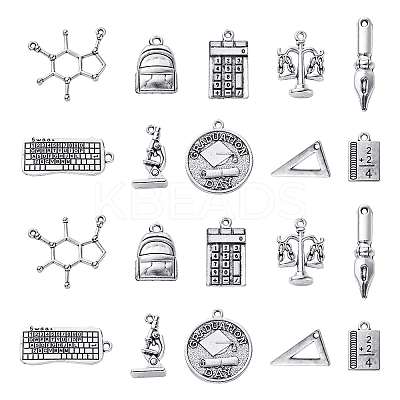 100Pcs 10 Styles Tibetan Style Alloy Pendants TIBEP-CJ0001-92-1