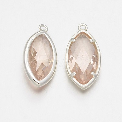 Silver Color Plated Brass Glass Pendants GLAA-J071-05S-1
