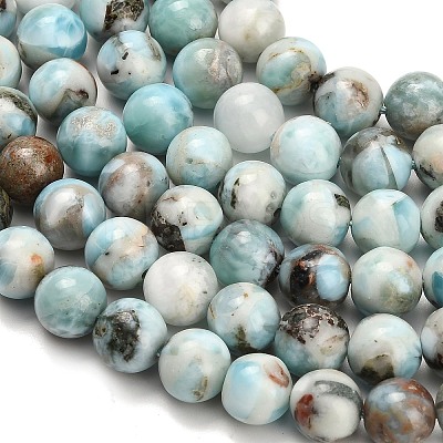 Natural Larimar Beads Strands G-L642-B19-8mm-1
