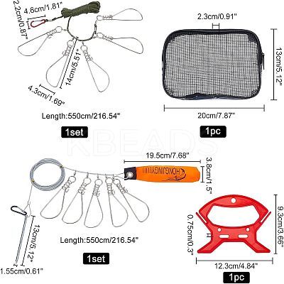2Sets 2 Style 201 Stainless Steel Fishing Accessories Set AJEW-FH0002-42-1