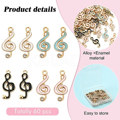 60Pcs 4 Colors Alloy Enamel Pendants ENAM-YW0005-58-1