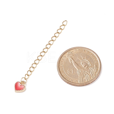 304 Stainless Steel Chain Extenders with Heart Alloy Enamel Charm FIND-JF00096-1