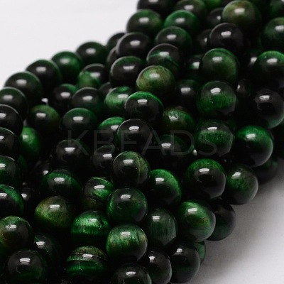 Natural Tiger Eye(Dyed & Heated) Round Beads Strands G-E329-8mm-40A-1