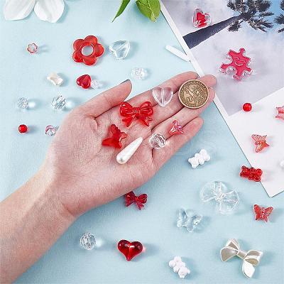 150 Pieces Random Rose Acrylic Beads Bear Pastel Spacer Beads Butterfly Loose Beads for Jewelry Keychain Phone Lanyard Making JX543H-1