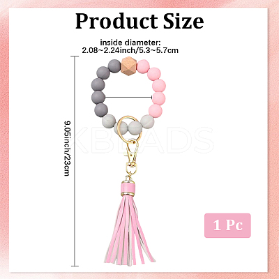 1Pcs Silicone Round Beaded Keychain Wristlet AJEW-CL0001-11C-1