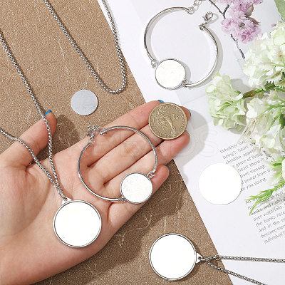 DIY Flat Round Iron & Alloy Heat Transfer Blank Necklaces & Bracelet Making Kits DIY-CA0006-77-1