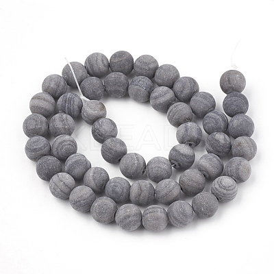 Natural Black Wood Lace Stone Wooden Jasper Beads Strands G-T106-012-1