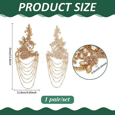 1 Pair PET Flower with Glass Beaded Tassel Epaulettes FIND-FG0005-05-1