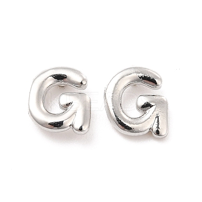 Brass Hollow Out Initial Letter Stud Earrings EJEW-A044-01P-G-1