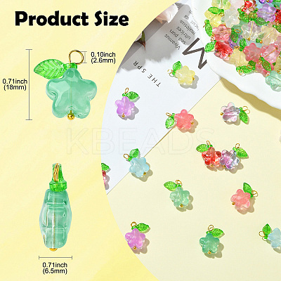 90Pcs 9 Colors Glass Pendants PALLOY-CJ00057-1