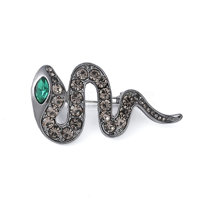 Alloy Rhinestone Snake Brooches JEWB-H028-01B-1