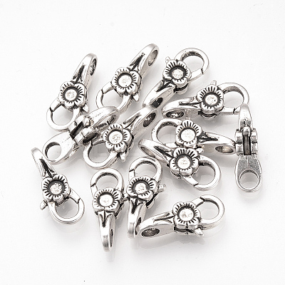 Tibetan Style Alloy Lobster Claw Clasps X-TIBE-T002-12AS-RS-1