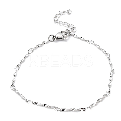 Non-Tarnish 304 Stainless Steel Twist Bar Link Chain Bracelets BJEW-K226-09P-1