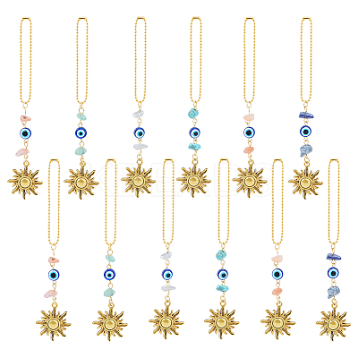 Natural Gemstone and Alloy Pendants Decoration HJEW-FH00007-1