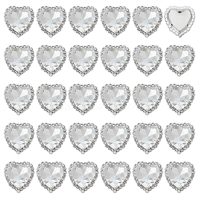 30Pcs Brass with Glass Sew on Rhinestone FIND-FG0004-73A-1