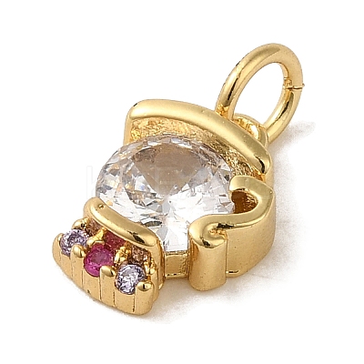 Brass Micro Pave Clear Cubic Zirconia Pendants KK-R162-021D-G-1