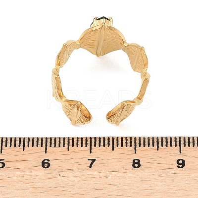 304 Stainless Steel with Glass Cuff Open Rings RJEW-Z132-01G-1