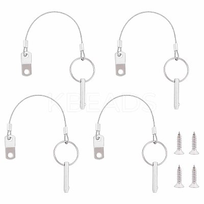 316 Stainless Steel Boat Pins w/Drop Cam & Spring 1/4" x 1" Grip Lanyard Prevents Loss STAS-WH0025-09-1