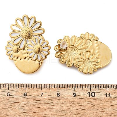 Flower 304 Stainless Steel Stud Earrings EJEW-V016-10G-02-1