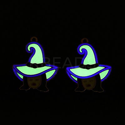 Halloween Theme Rack Plating Luminous Alloy Enamel Pendants ENAM-N056-235G-1