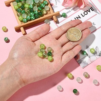 100Pcs Transparent Frosted Glass Beads Strands GLAA-CJ0002-04-1