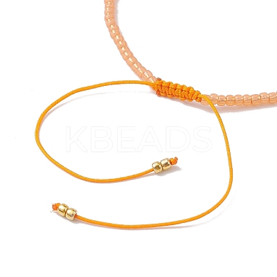 Adjustable Natural Sunstone & Seed Braided Bead Bracelets BJEW-JB10181-02-1