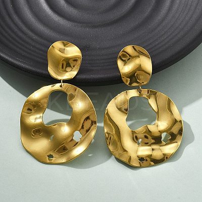 304 Stainless Steel Dangle Stud Earrings for Women EJEW-K268-13B-G-1