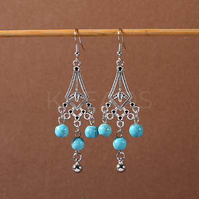Bohemian tassel turquoise earrings LS-JU8957-20-1