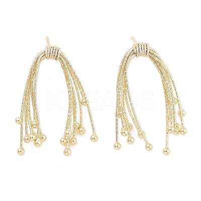 Bowknot Brass Tassel Stud Earrings for Women EJEW-S216-01G-1