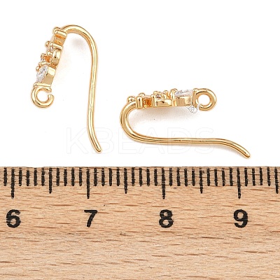 Brass Micro Pave Clear Cubic Zirconia Crown Earring Hooks KK-A274-04G-1