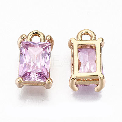 Brass Glass Rhinestone Pendants GLAA-S179-21G-RS-1