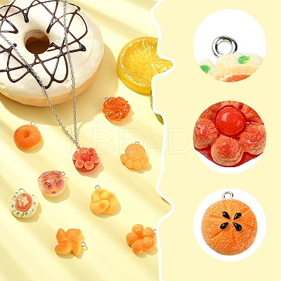 20Pcs 10 Styles Opaque Resin Imitation Food Pendants CRES-YW0002-26-1