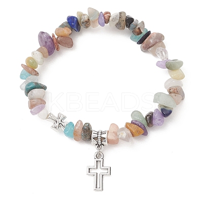 Alloy Cross Charm Bracelets BJEW-JB13307-1