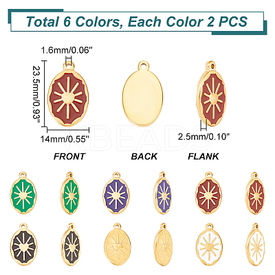 12Pcs 6 Colors Enamel Pendants FIND-UN0001-57-1