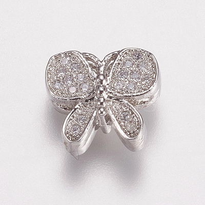 Brass Micro Pave Cubic Zirconia Beads ZIRC-E143-60P-1