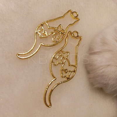 Zinc Alloy Kitten Open Back Bezel Pendants PALLOY-F242-10G-1