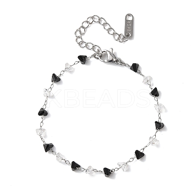 Glass Triangle Beads Link Bracelets BJEW-G774-04P-1