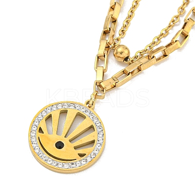 Ion Plating(IP) 201 Stainless Steel & Plastic Pearl Double Layered Necklaces NJEW-K270-23G-1