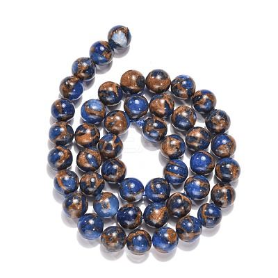 Synthetic Gold Clinquant Stone Beads Strands G-G026-R-8mm-1-1