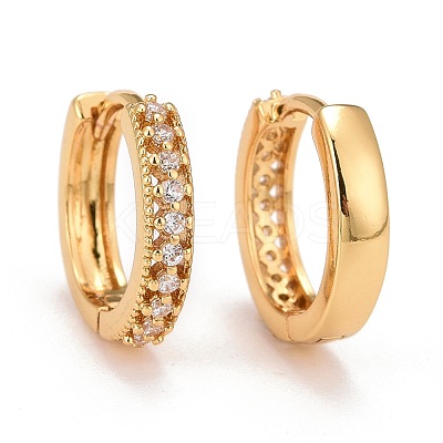 Clear Cubic Zirconia Huggie Hoop Earrings EJEW-C012-07-1