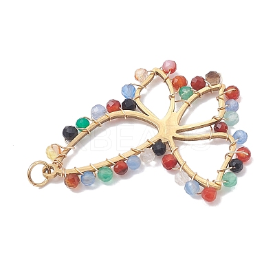 Natural Multi-Color Agate Faceted Pendants PALLOY-JF02564-01-1