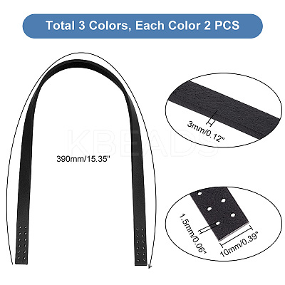 3 Pairs 3 Colors Cowhide Leather Sew On Bag Handles FIND-PH0010-62-1