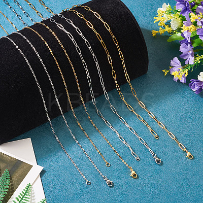 16Pcs 4 Style 304 Stainless Steel Chain Necklaces NJEW-TAC0026-1