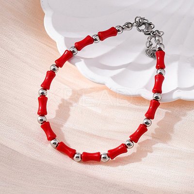 304 Stainless Steel Beaded Bracelets for Women BJEW-M056-04P-1