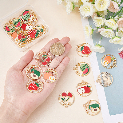 24Pcs 6 Style Alloy Enamel Pendants ENAM-NB0001-76-NR-1