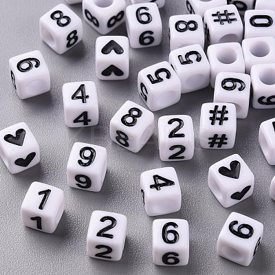 Opaque White Acrylic Beads X-MACR-T038-13-1