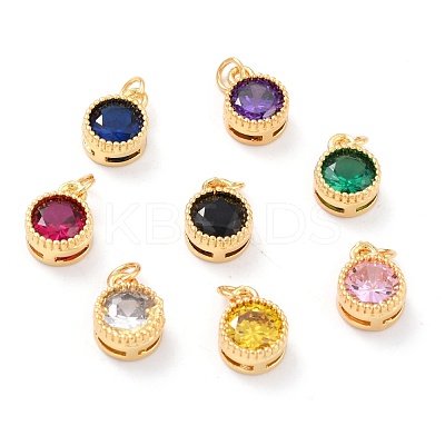 Real 18K Gold Plated Brass Inlaid Cubic Zirconia Charms ZIRC-L100-081G-1