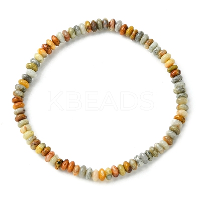 Natural Crazy Agate Flat Round Beaded Stretch Bracelets for Women BJEW-JB09717-04-1