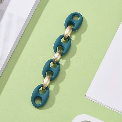 Handmade Spray Painted CCB Plastic & Rubberized Style Acrylic Coffee Bean Chains AJEW-JB00876-03-1